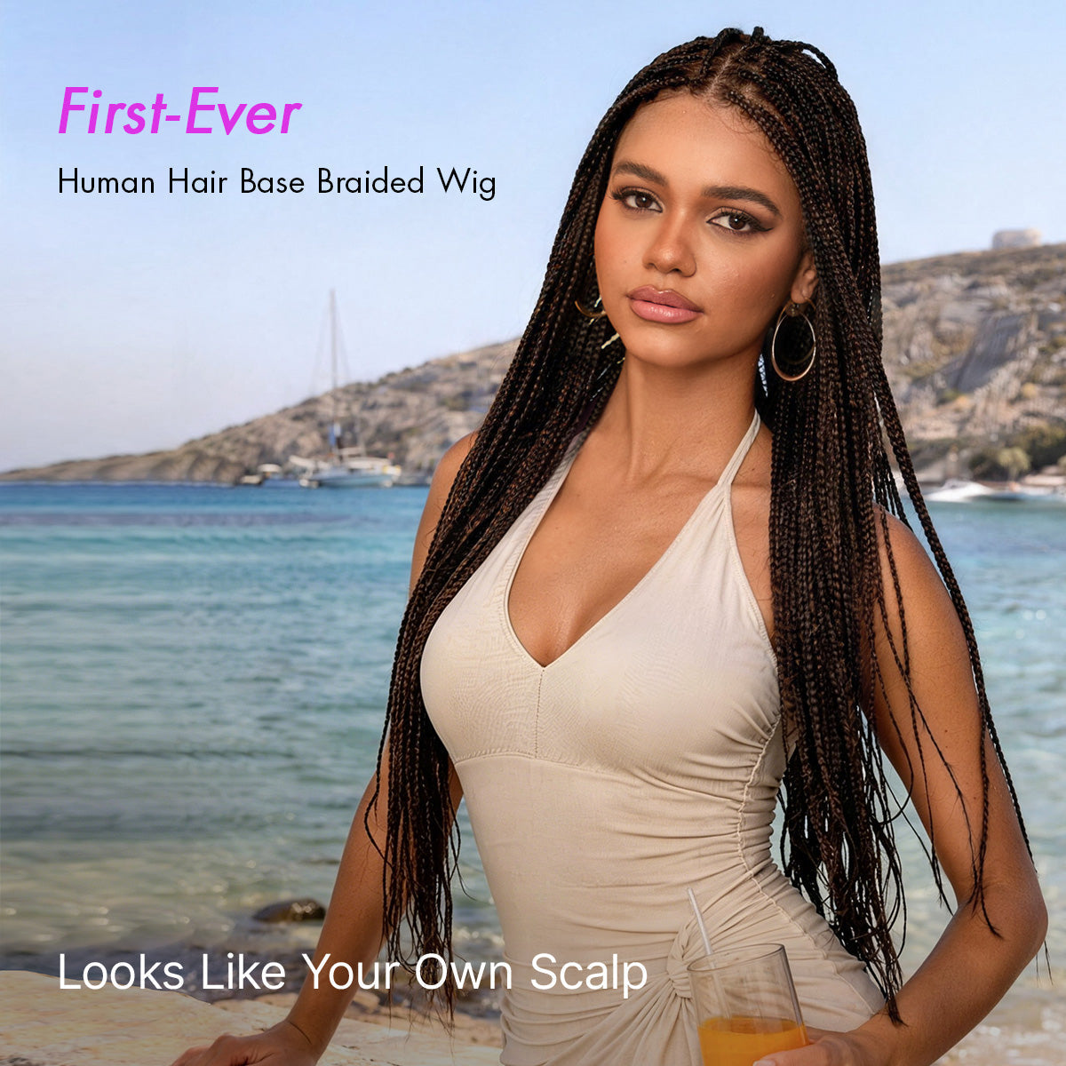 💖Real Scalp Knotless Braided Wig – Lightweight Glueless Fit