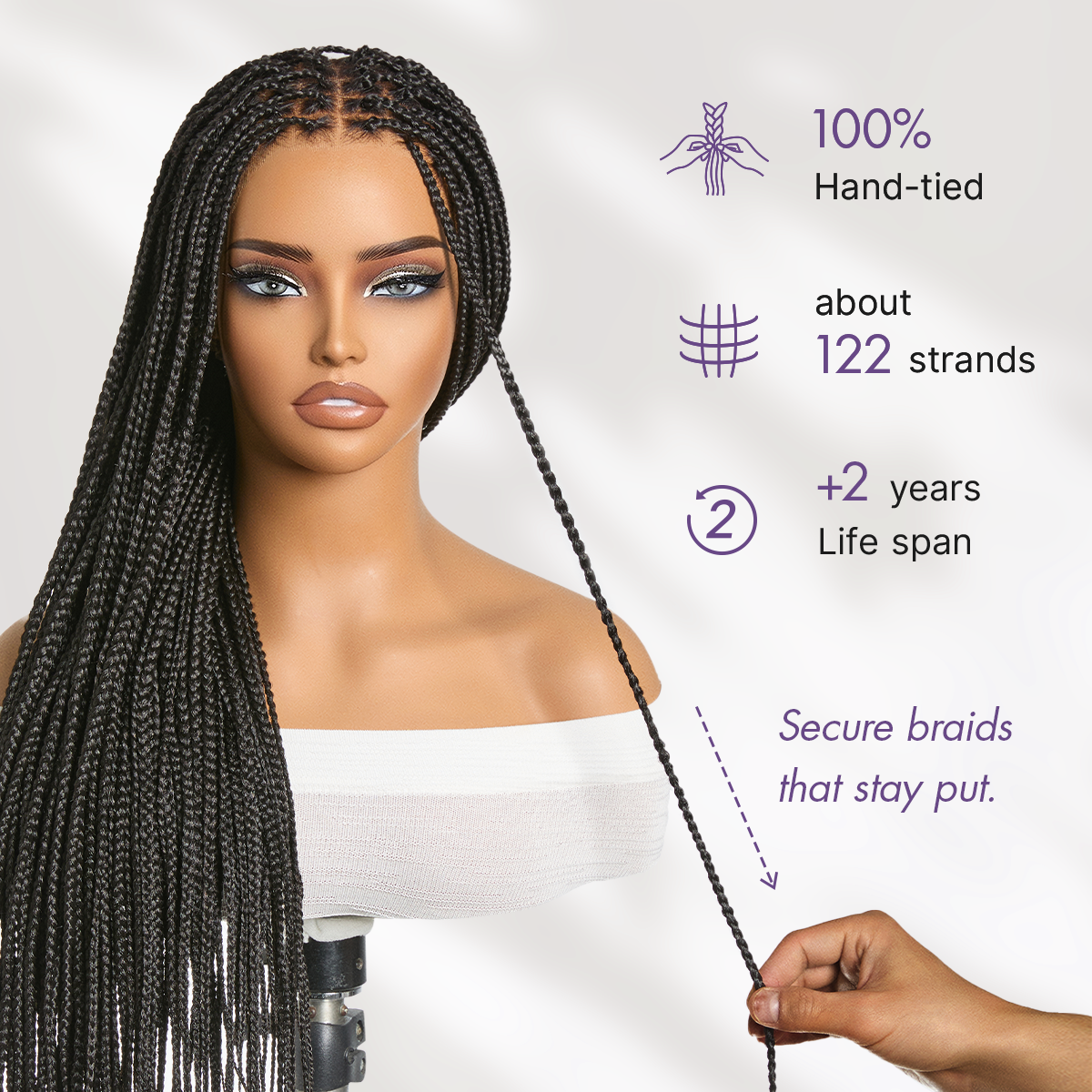 💖Real Scalp Knotless Braided Wig – Lightweight Glueless Fit