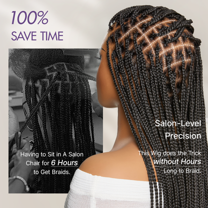 💖Real Scalp Knotless Braided Wig – Lightweight Glueless Fit