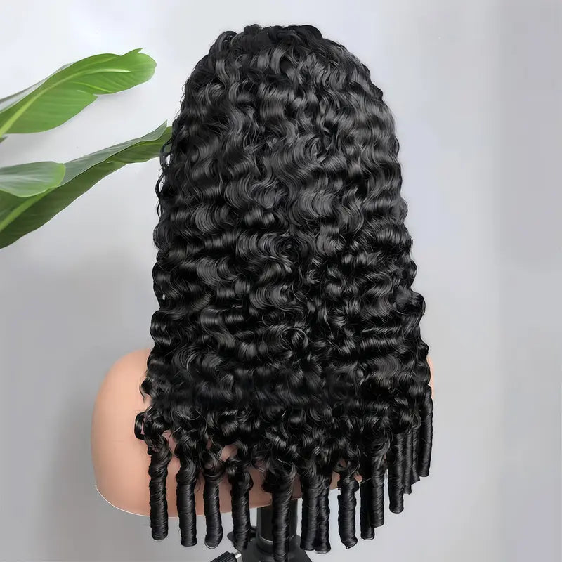 Burmese Curly Human Hair Half Wig – Glueless Drawstring, Seamless Flip-Over & Beginner-Friendly