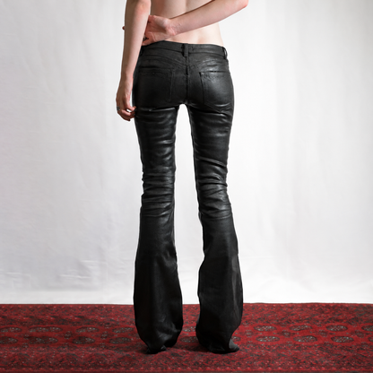 Women's Black Coated Flare Jeans – High-Shine Slim Fit Denim Pants