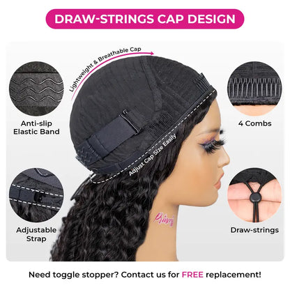 Ready-to-Go Kinky Curly Human Hair Half Wig – Glueless, Adjustable Drawstring & Natural Blend