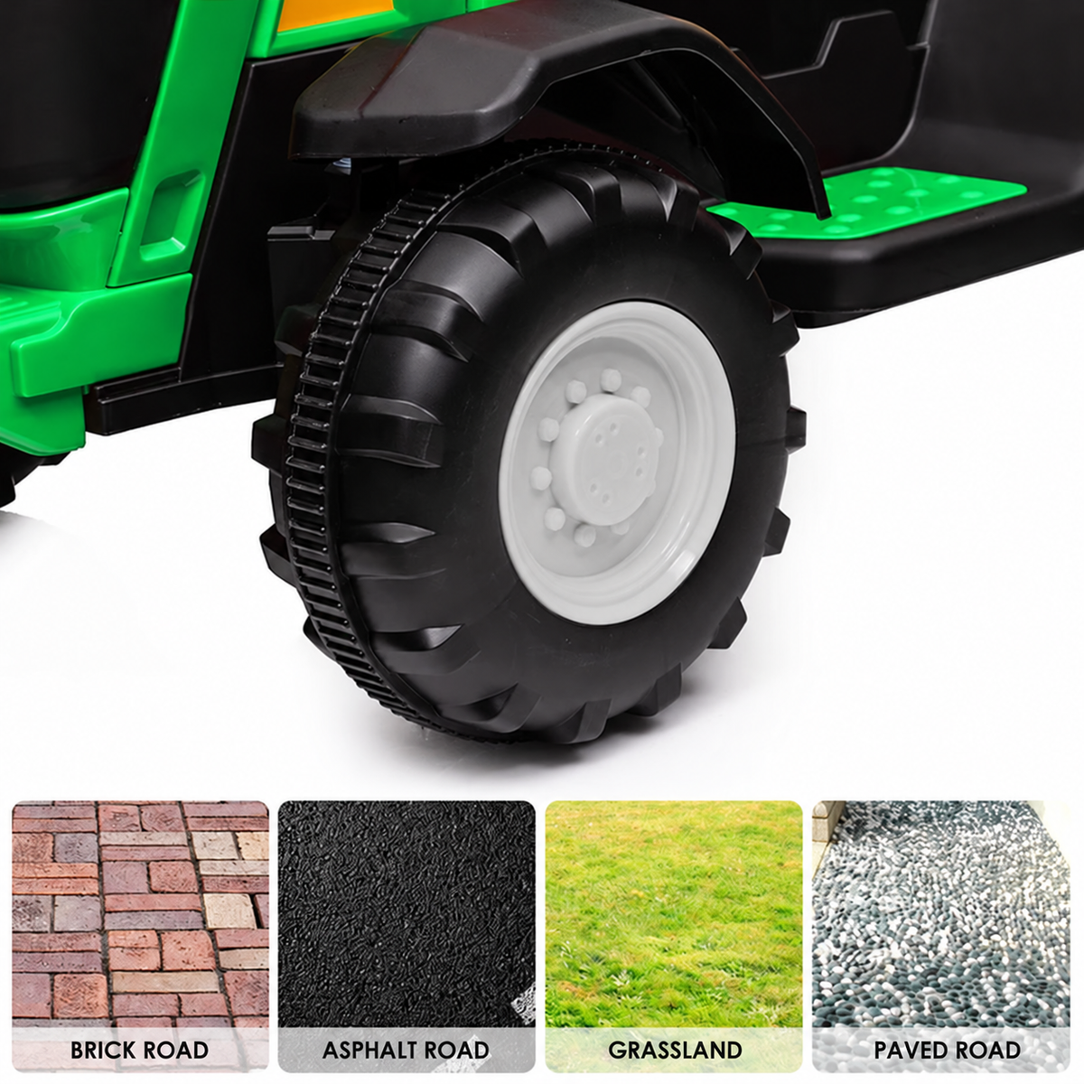 12V Kids Electric Tractor with Trailer – Ride On Farm Tractor Toy with Remote Control & LED Lights