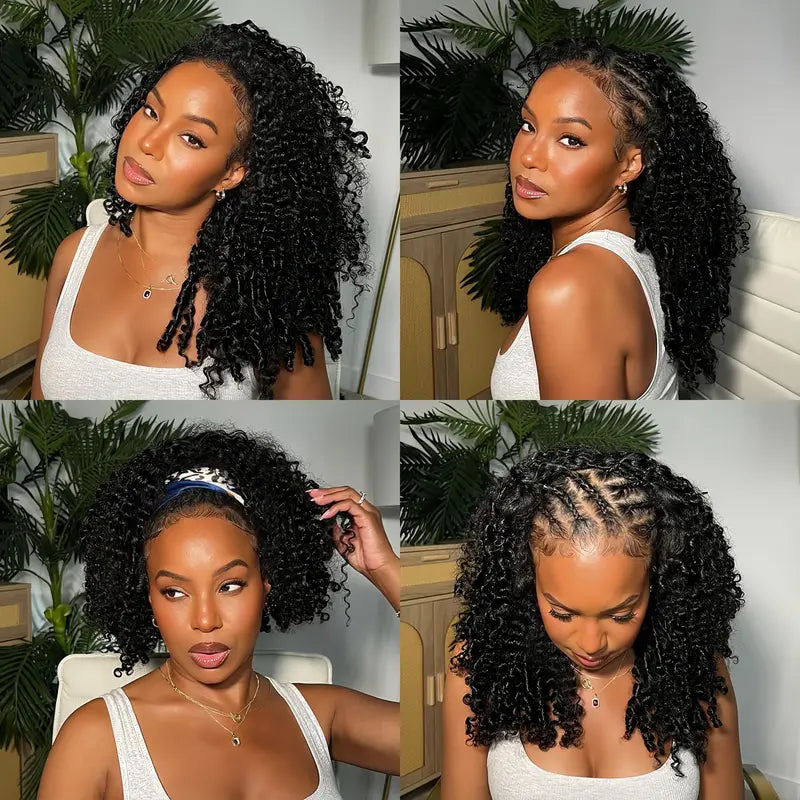 Burmese Curly Human Hair Half Wig – Glueless Drawstring, Seamless Flip-Over & Beginner-Friendly