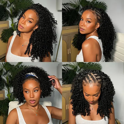 Burmese Curly Human Hair Half Wig – Glueless Drawstring, Seamless Flip-Over & Beginner-Friendly